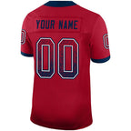 Custom Red Navy-White Drift Fashion Football Jersey photo 3