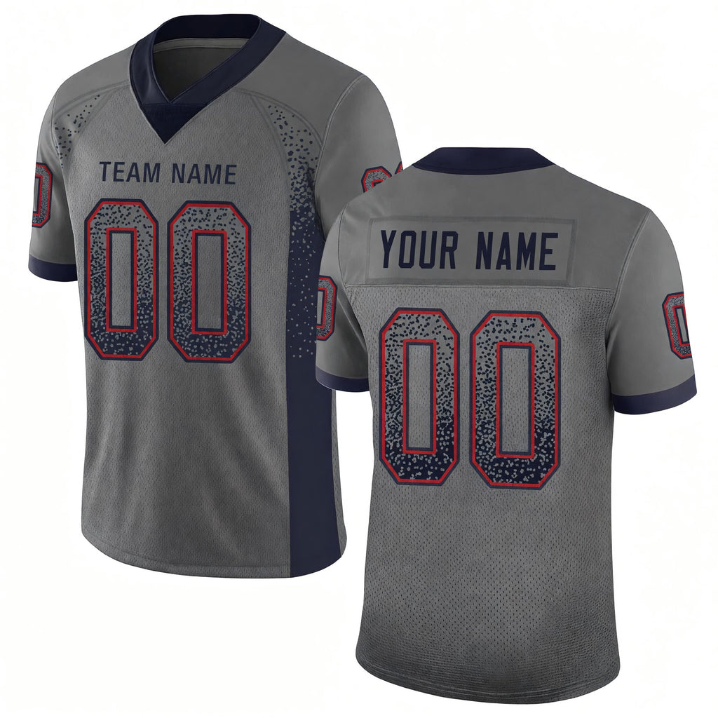 Custom Gray Navy-Red Drift Fashion Football Jersey