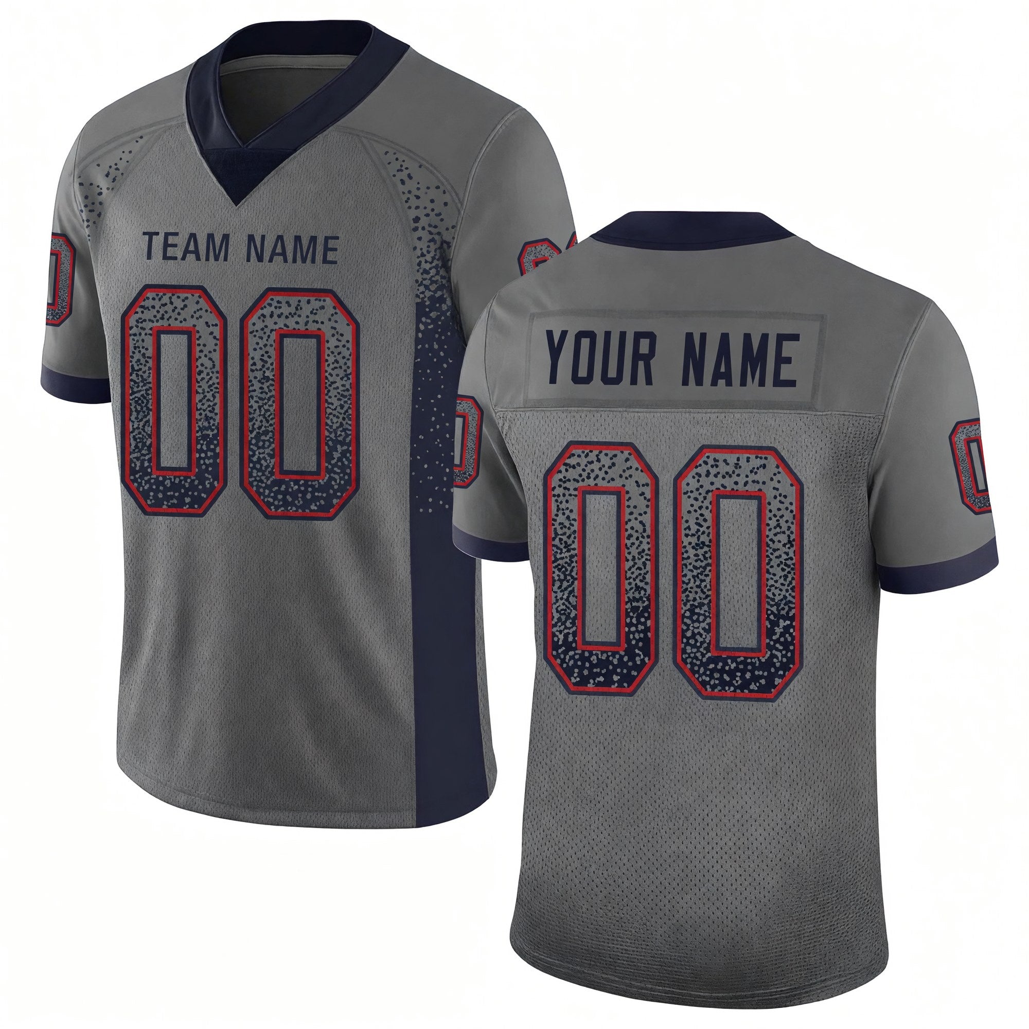 Custom Gray Navy-Red Drift Fashion Football Jersey