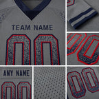 Custom Gray Navy-Red Drift Fashion Football Jersey detail