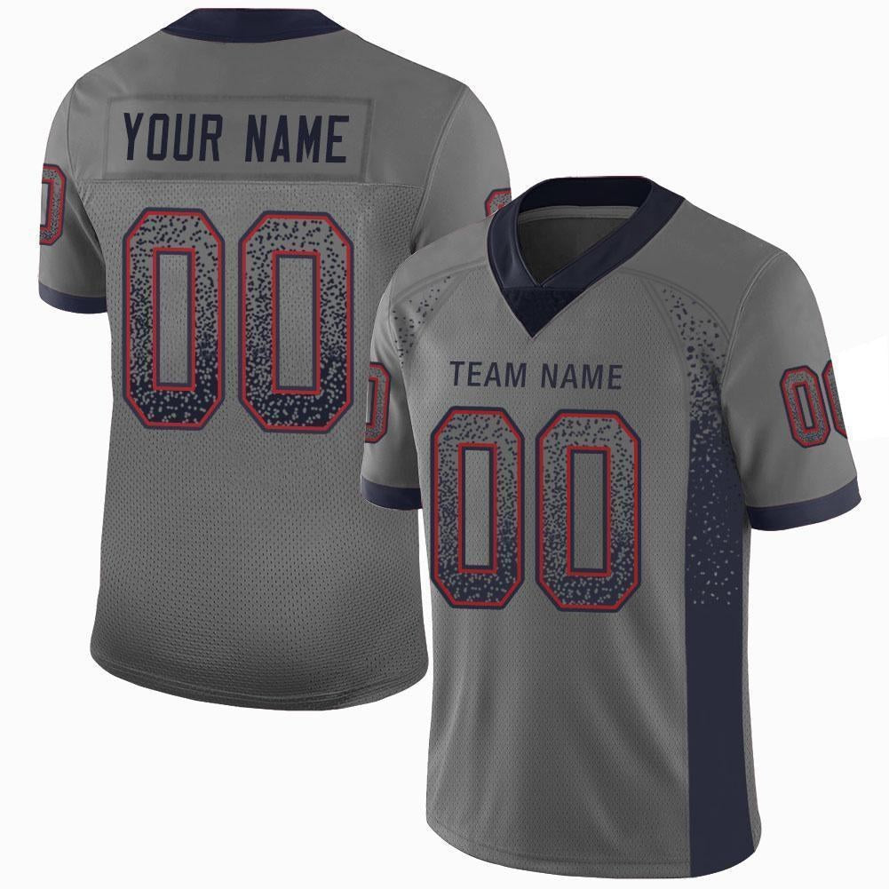 Custom Gray Navy-Red Drift Fashion Football Jersey photo 1