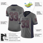 Custom Gray Navy-Red Drift Fashion Football Jersey photo 3