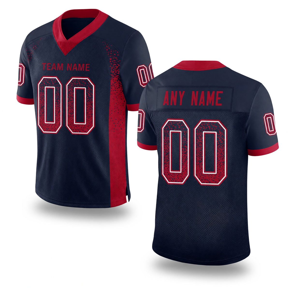 Custom Navy Red-White Drift Fashion Football Jersey