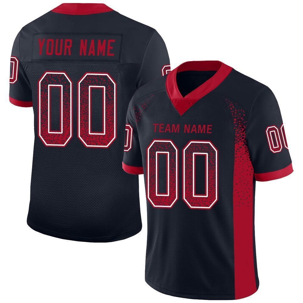 Custom Navy Red-White Drift Fashion Football Jersey photo 1