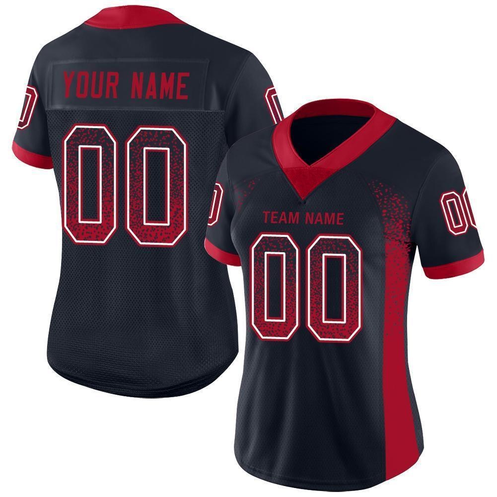 Custom Navy Red-White Drift Fashion Football Jersey photo 2