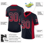 Custom Navy Red-White Drift Fashion Football Jersey photo 3