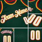Custom Hunter Green White-Red Authentic Throwback Basketball Jersey detail