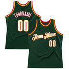 Custom Hunter Green White-Red Authentic Throwback Basketball Jersey photo 1