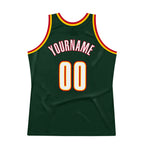 Custom Hunter Green White-Red Authentic Throwback Basketball Jersey photo 5