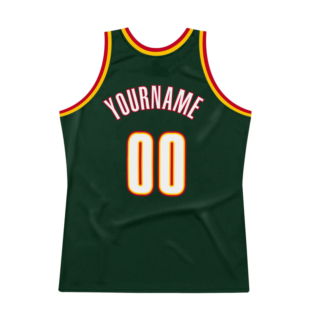 Custom Hunter Green White-Red Authentic Throwback Basketball Jersey photo 5