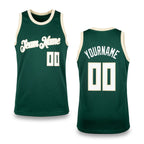 Custom Hunter Green White-Cream Authentic Throwback Basketball Jersey