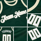 Custom Hunter Green White-Cream Authentic Throwback Basketball Jersey detail