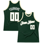 Custom Hunter Green White-Cream Authentic Throwback Basketball Jersey photo 1