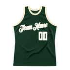 Custom Hunter Green White-Cream Authentic Throwback Basketball Jersey photo 5
