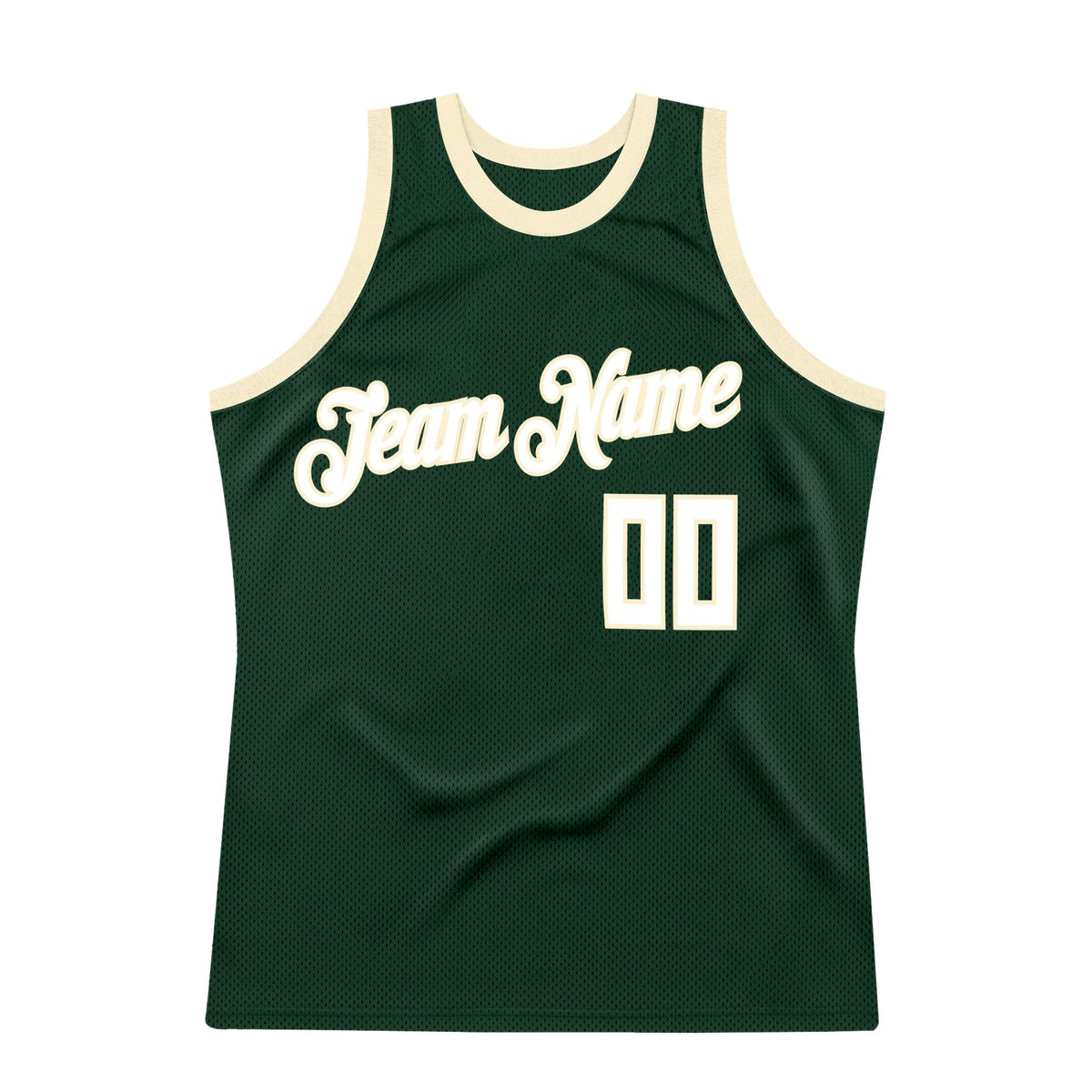 Custom Hunter Green White-Cream Authentic Throwback Basketball Jersey photo 5