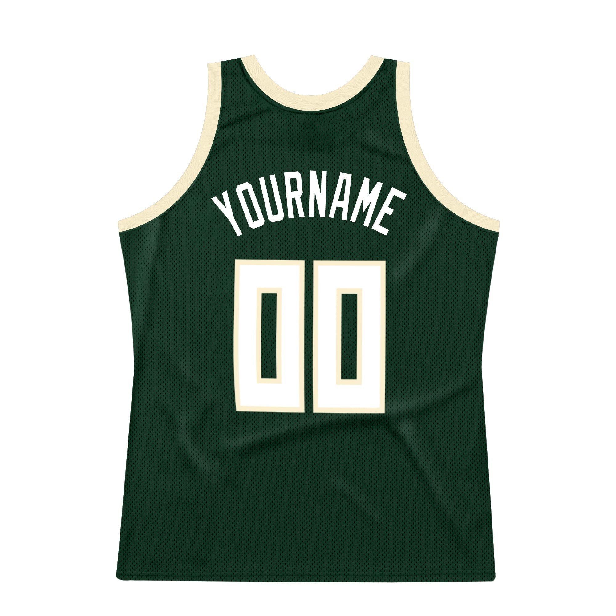 Custom Hunter Green White-Cream Authentic Throwback Basketball Jersey photo 6