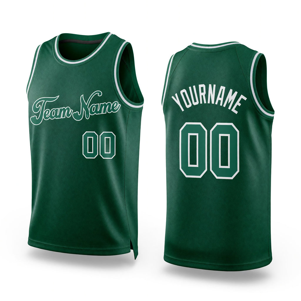 Custom Hunter Green Kelly Green-White Authentic Throwback Basketball Jersey