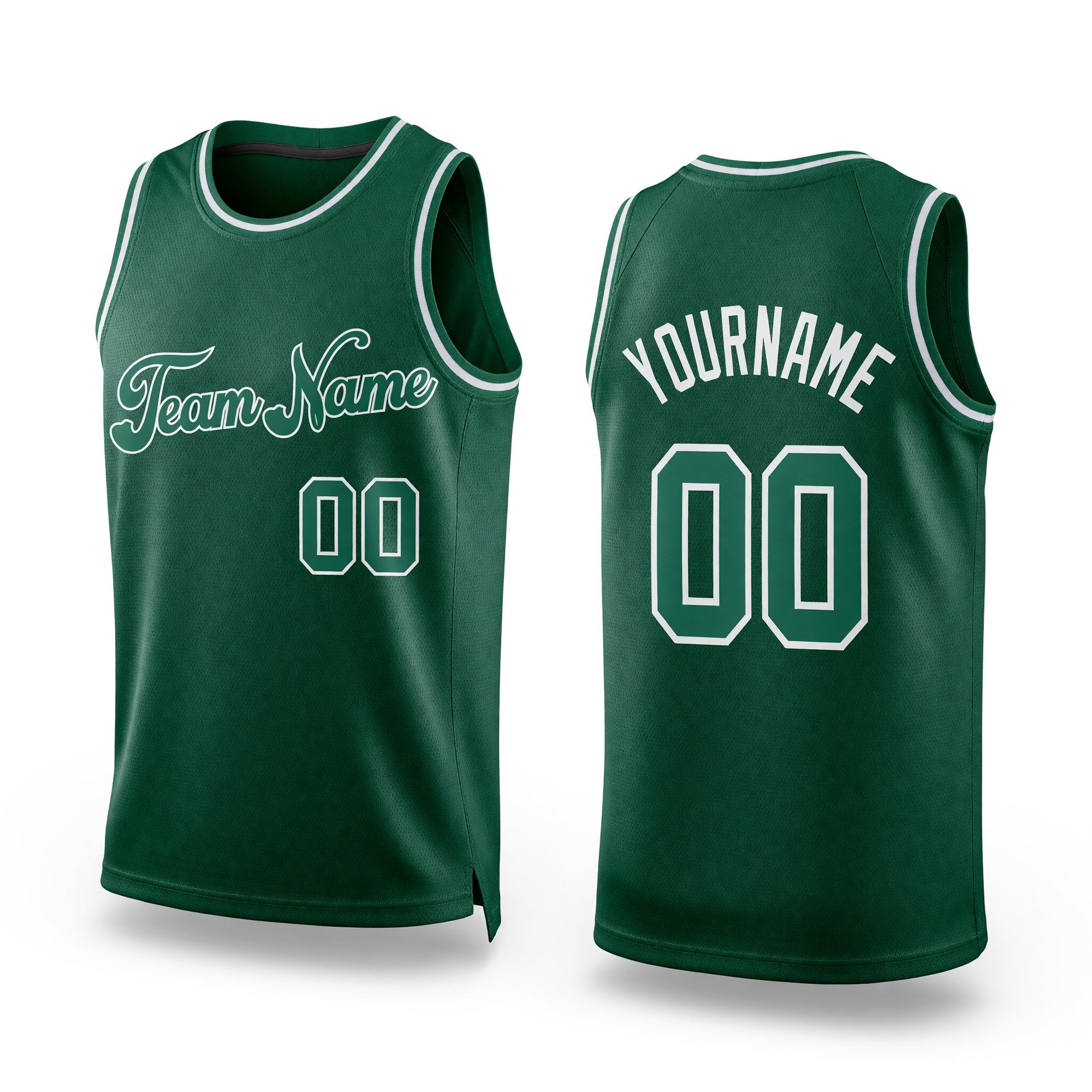 Custom Hunter Green Kelly Green-White Authentic Throwback Basketball Jersey