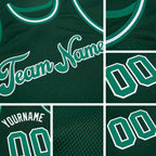 Custom Hunter Green Kelly Green-White Authentic Throwback Basketball Jersey detail