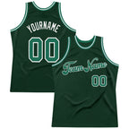 Custom Hunter Green Kelly Green-White Authentic Throwback Basketball Jersey photo 1