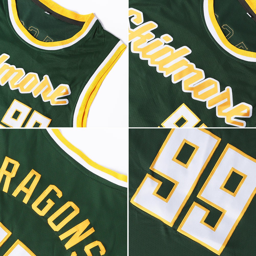 Custom Hunter Green Kelly Green-White Authentic Throwback Basketball Jersey photo 4