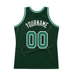 Custom Hunter Green Kelly Green-White Authentic Throwback Basketball Jersey photo 5