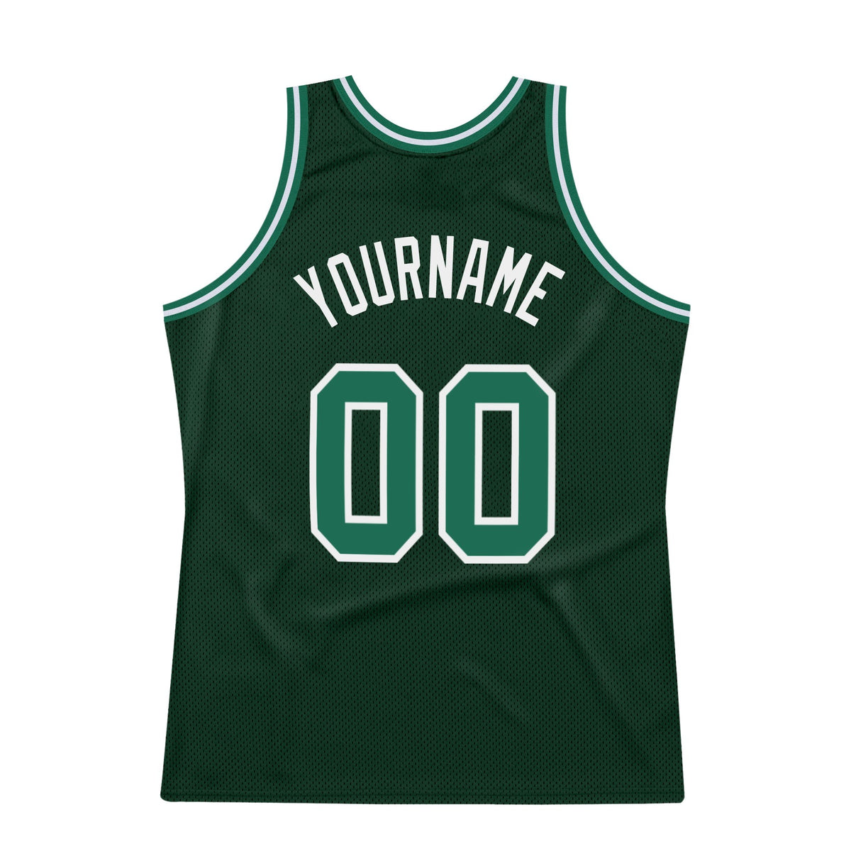 Custom Hunter Green Kelly Green-White Authentic Throwback Basketball Jersey photo 5