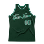 Custom Hunter Green Kelly Green-White Authentic Throwback Basketball Jersey photo 6