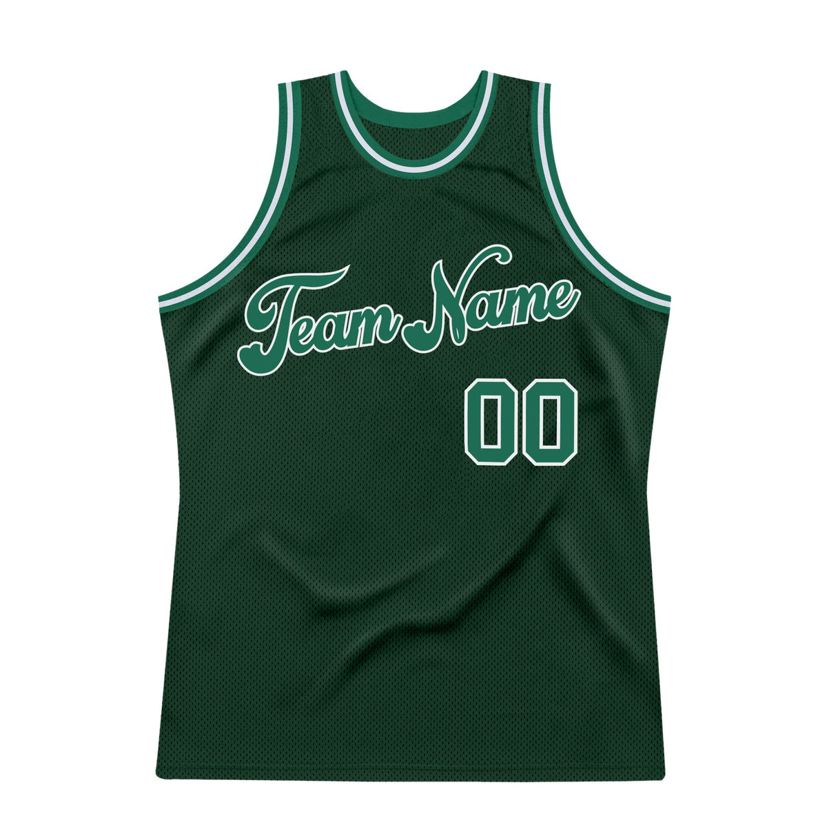 Custom Hunter Green Kelly Green-White Authentic Throwback Basketball Jersey photo 6
