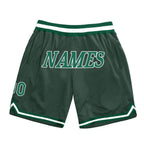 Custom Hunter Green Kelly Green-White Authentic Throwback Basketball Shorts photo 1
