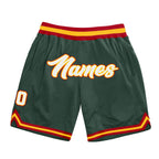 Custom Hunter Green White-Red Authentic Throwback Basketball Shorts photo 1