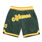 Custom Hunter Green White Pinstripe Gold-White Authentic Basketball Shorts photo 1