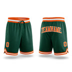 Custom Hunter Green Orange-White Authentic Throwback Basketball Shorts