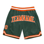 Custom Hunter Green Orange-White Authentic Throwback Basketball Shorts photo 1