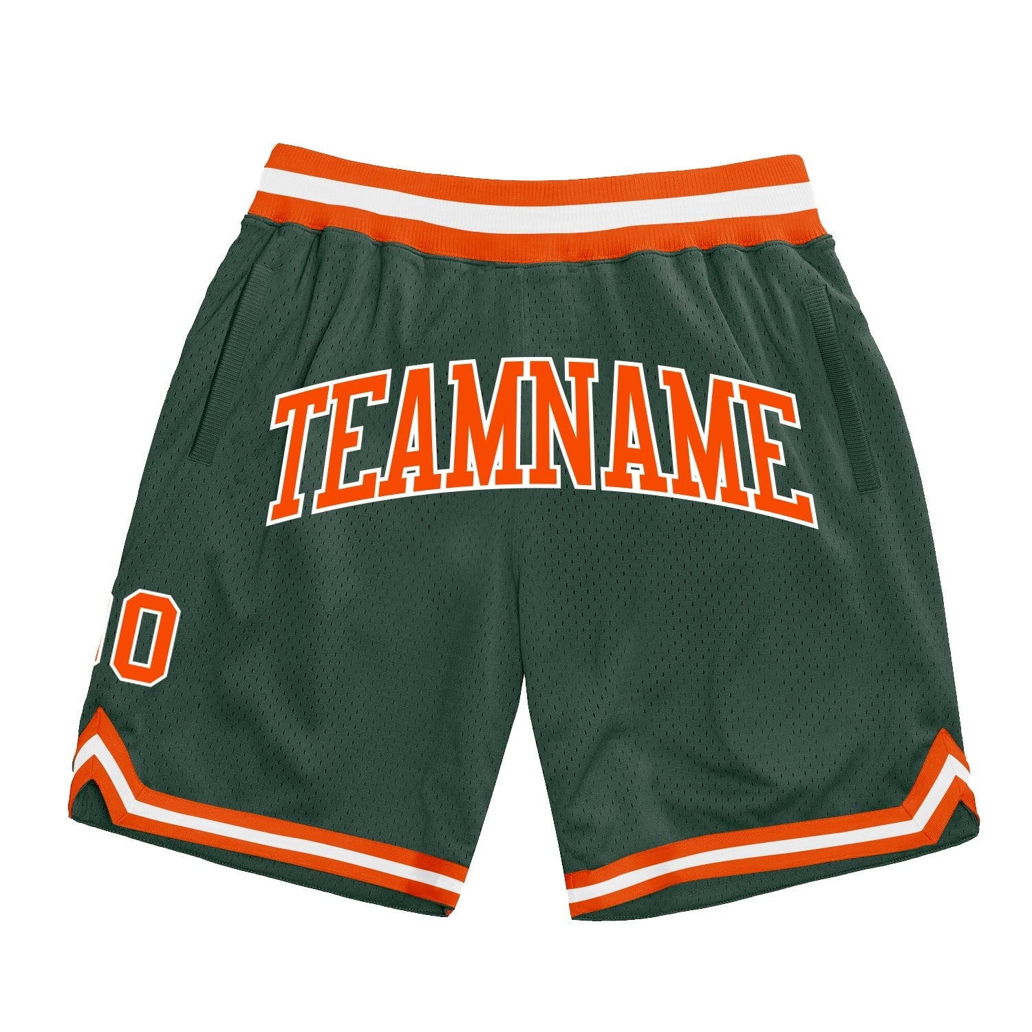 Custom Hunter Green Orange-White Authentic Throwback Basketball Shorts photo 1