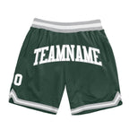 Custom Hunter Green White-Gray Authentic Throwback Basketball Shorts photo 1
