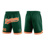 Custom Hunter Green Orange-White Authentic Throwback Basketball Shorts