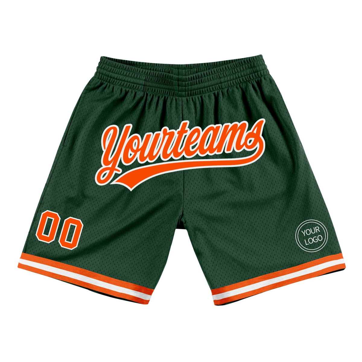 Custom Hunter Green Orange-White Authentic Throwback Basketball Shorts photo 1