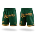 Custom Hunter Green Old Gold-Black Authentic Throwback Basketball Shorts