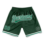Custom Hunter Green Kelly Green-White Authentic Throwback Basketball Shorts photo 1
