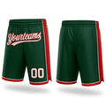 Custom Hunter Green White-Red Authentic Basketball Shorts