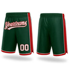 Custom Hunter Green White-Red Authentic Basketball Shorts