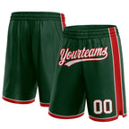 Custom Hunter Green White-Red Authentic Basketball Shorts photo 1