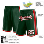 Custom Hunter Green White-Red Authentic Basketball Shorts photo 2