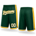 Custom Hunter Green White-Yellow Authentic Basketball Shorts
