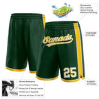 Custom Hunter Green White-Yellow Authentic Basketball Shorts photo 2