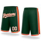 Custom Hunter Green White-Orange Authentic Basketball Shorts