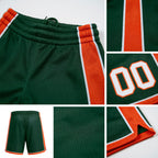 Custom Hunter Green White-Orange Authentic Basketball Shorts detail