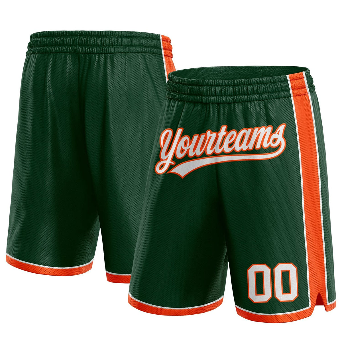 Custom Hunter Green White-Orange Authentic Basketball Shorts photo 1