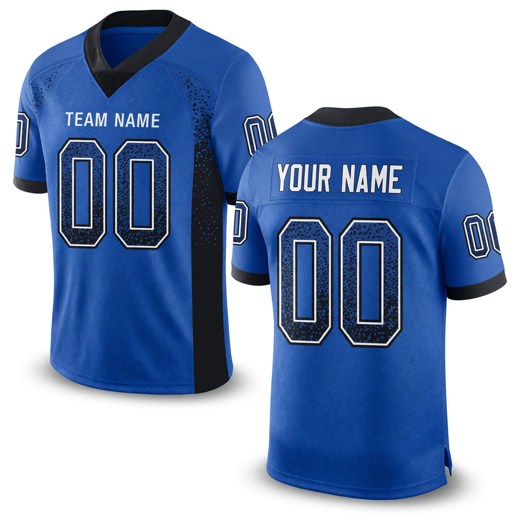 Custom Royal Black-White Drift Fashion Football Jersey